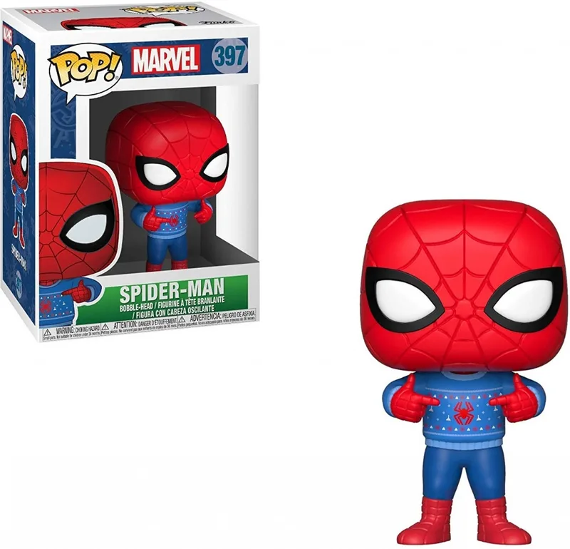 Marvel Funko Pop Vinyl: Spider-Man with Holiday Sweater by Funko – product photo
