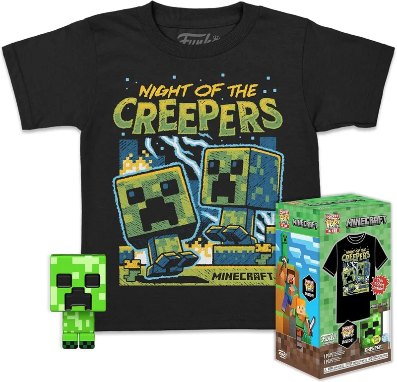 Minecraft Funko Pop! Tees & Vinyl - Creeper (Exclusive Glow in the Dark Edition) van Funko – productfoto