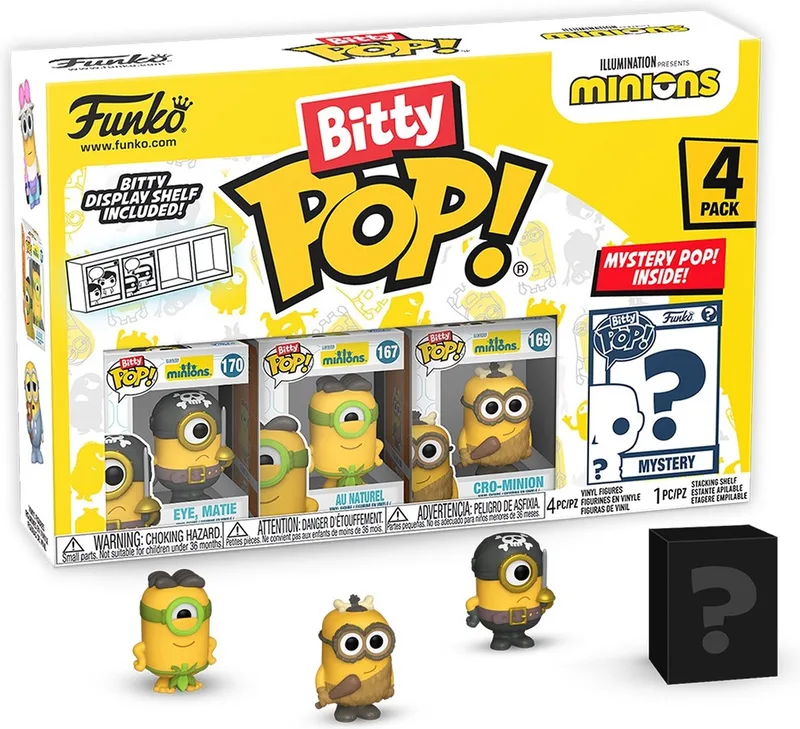 Minions Funko Bitty Pop! 4-Pack: Eye, Matie / Au Naturel / Cro-Minion van Funko – productfoto 1 van 4
