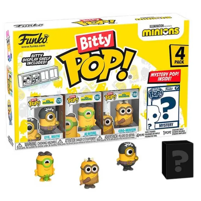 Minions Funko Bitty Pop! 4-Pack: Eye, Matie / Au Naturel / Cro-Minion van Funko – productfoto 2 van 4
