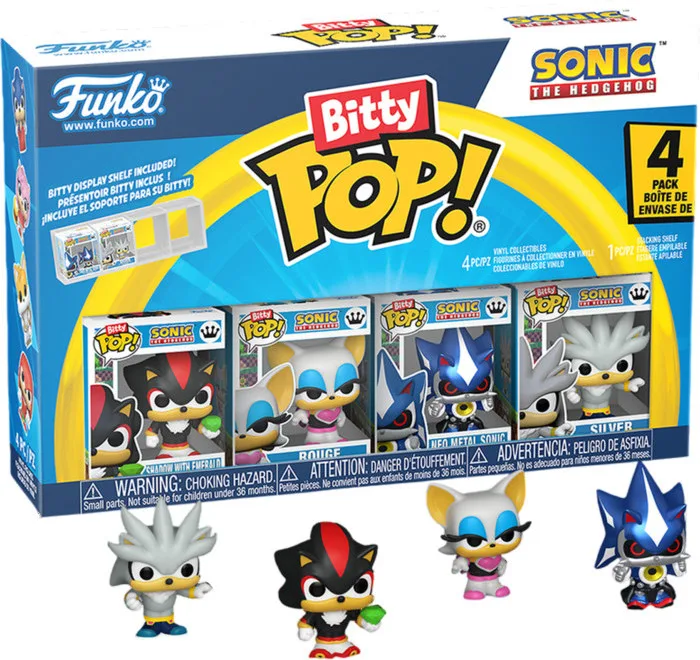 Sonic the Hedgehog Funko Bitty Pop! 4-Pack: Shadow with Emerald, Rouge, Neo Metal Sonic, Silver van Funko – productfoto 1 van 3