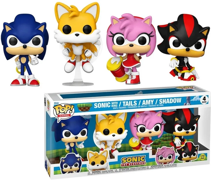 Sonic The Hedgehog Funko Pop Vinyl 4-Pack: Sonic with Ring, Tails, Amy & Shadow (Special Edition) by Funko – product photo