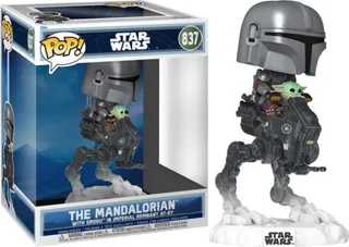 Star Wars Funko Pop Rides Deluxe Vinyl: The Mandalorian with Grogu in Imperial Remnat AT-RT van Funko – productfoto 1 van 2