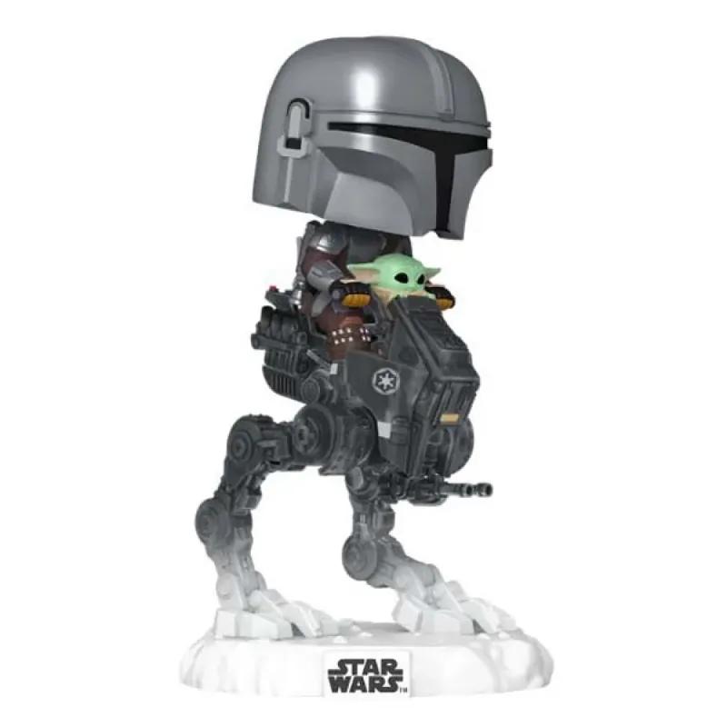 Star Wars Funko Pop Rides Deluxe Vinyl: The Mandalorian with Grogu in Imperial Remnat AT-RT van Funko – productfoto 2 van 2