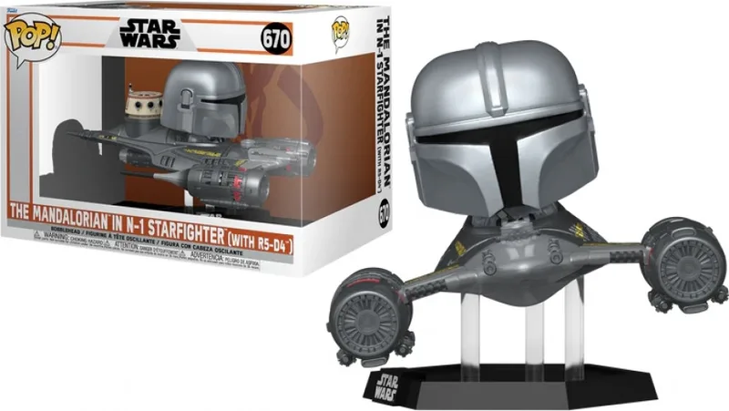 Star Wars Funko Pop Vinyl: The Mandalorian in N-1 Starfighter with R5-D4 van Funko – productfoto 1 van 2