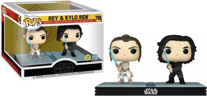 Star Wars Moments Funko Pop Vinyl: Rey & Kylo Ren 2-Pack (Glow in the Dark) van Funko – productfoto