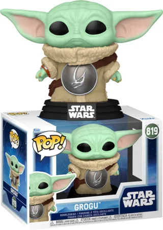 Star Wars The Mandalorian Funko Pop Vinyl: Grogu (with Crest) van Funko – productfoto 1 van 2