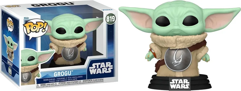 Star Wars The Mandalorian Funko Pop Vinyl: Grogu (with Crest) van Funko – productfoto 2 van 2