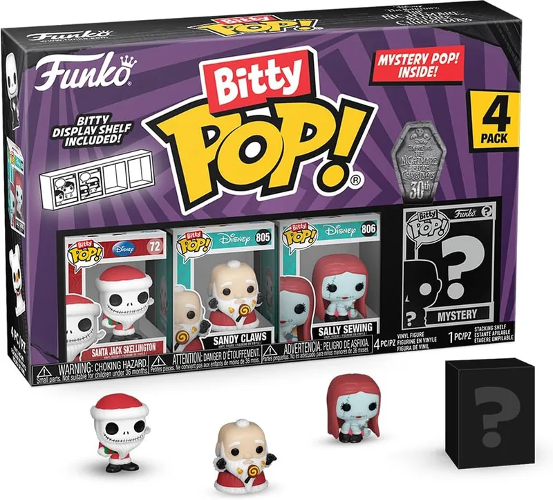 The Nightmare Before Christmas 30th Anniversary Funko Bitty Pop! 4-Pack: Santa Jack Skellington / Sandy Claws / Sally Sewing van Funko – productfoto 1 van 4