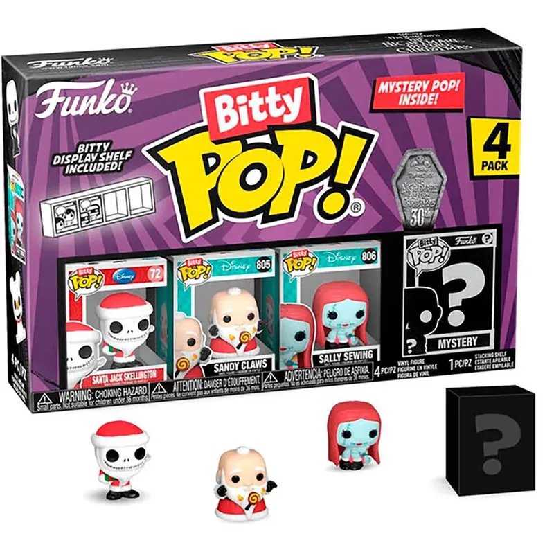 The Nightmare Before Christmas 30th Anniversary Funko Bitty Pop! 4-Pack: Santa Jack Skellington / Sandy Claws / Sally Sewing van Funko – productfoto 3 van 4
