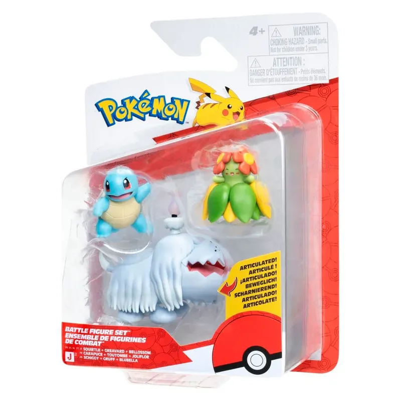 Pokemon Battle Feature Figure Set - Squirtle, Greavard & Bellossom van Jazwares – productfoto 2 van 6