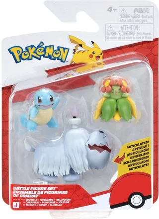 Pokemon Battle Feature Figure Set - Squirtle, Greavard & Bellossom van Jazwares – productfoto 1 van 6