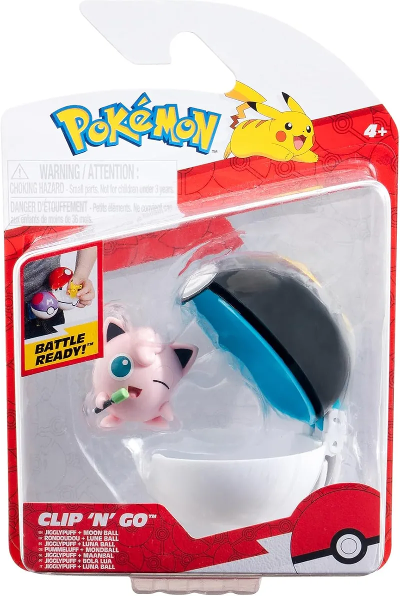 Pokemon Figure - Jigglypuff + Moon Ball (Clip 'n' Go) fra Jazwares – produktbillede