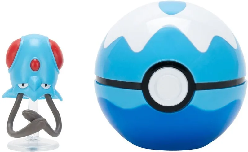 Pokemon Figure - Tentacool & Dive Ball (Clip 'n' Go) de Jazwares – photo produit