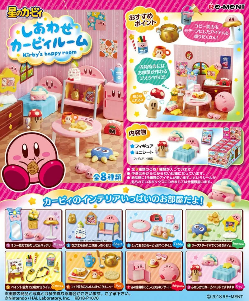 Kirby Mini Figures - Happy Room Collection Blind Box (Complete Set 8 Figuren) van Re-Ment – productfoto