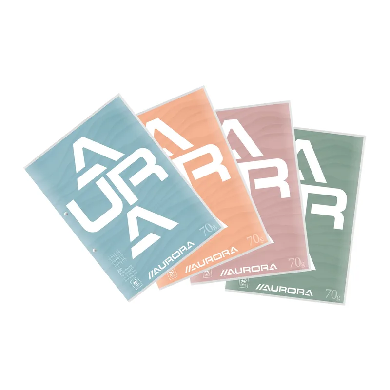 Cursusblok aurora a4 rt 4x8mm 2gaats 200pag 70gr | 10 stuks de Aurora – photo produit