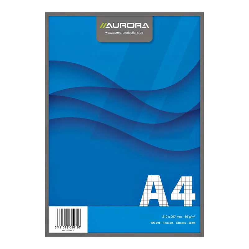 Schrijfblok aurora a4 ruit 5x5mm 100vel 60gr bl | 10 stuks van Aurora – productfoto