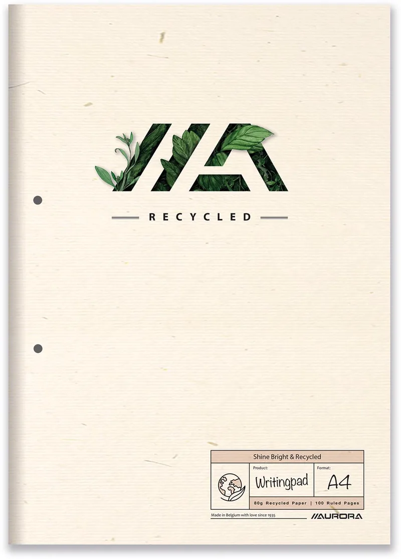Shine Bright & Recycled cursusblok, ft A4, gelijnd från Aurora – produktbild