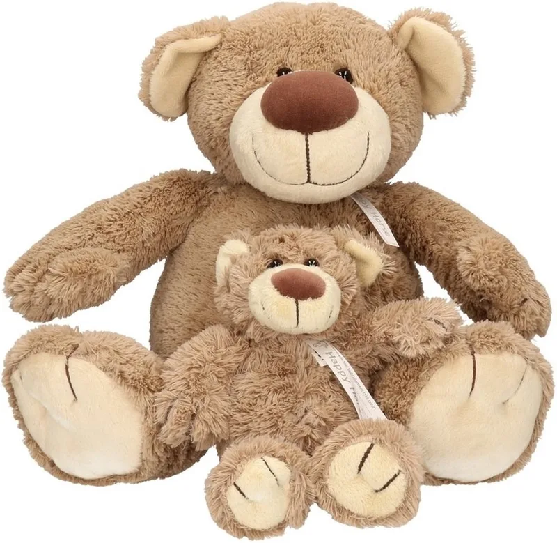 2x Pluche mama en kind Bella knuffelberen 40 en 22 cm knuffels speelgoed set by Happy Horse in Brown – product photo
