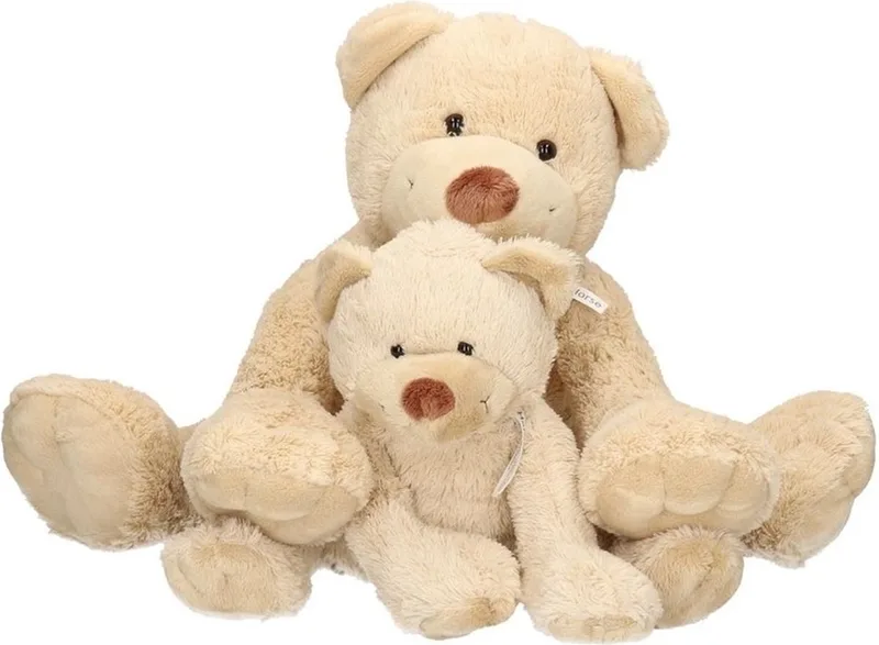 2x Pluche mama en kind Boogy knuffelberen 35 en 24 cm knuffels speelgoed set by Happy Horse in Beige – product photo