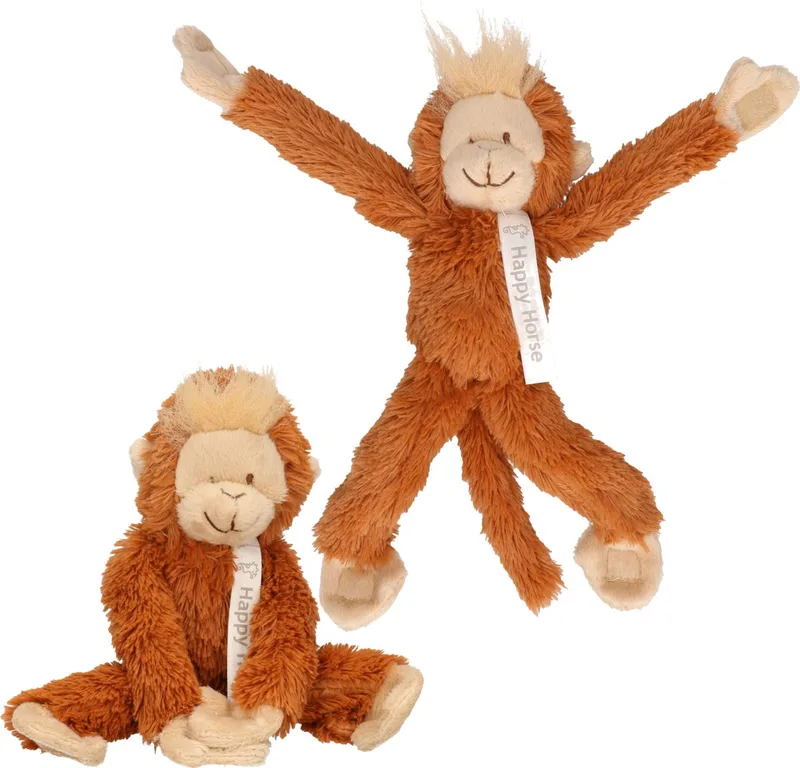 2x stuks happy Horse pluche aapje knuffel 23 cm - apen knuffels från Happy Horse i Brun – produktbild
