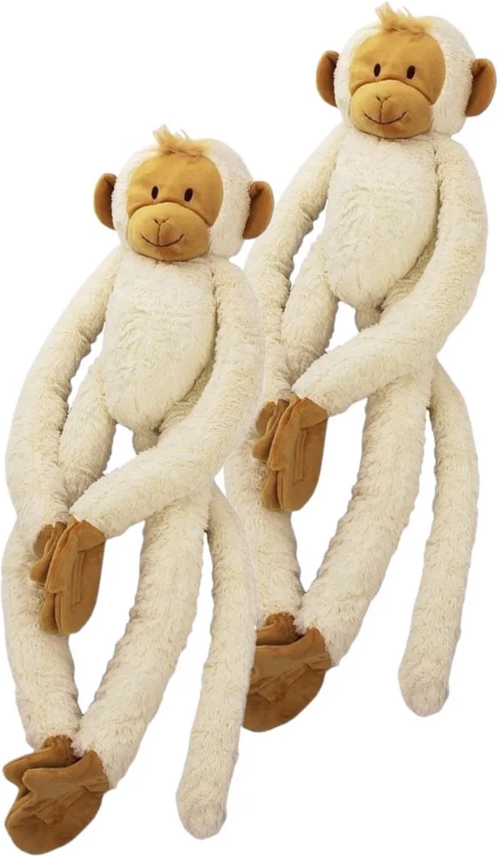 2x stuks happy Horse pluche witte slinger aap knuffel 23 cm - Apen speelgoed knuffels by Happy Horse in White – product photo