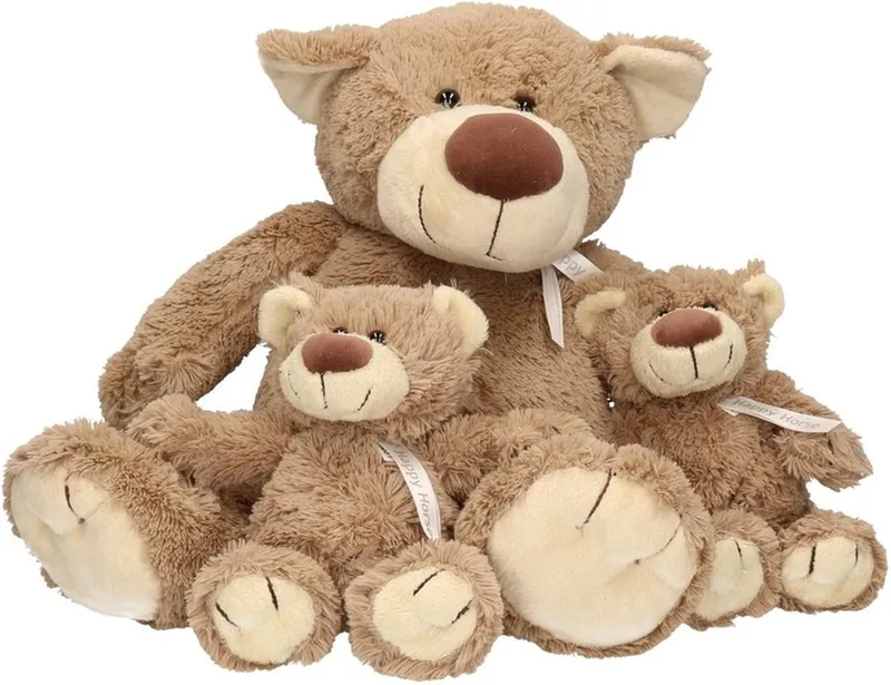 3x Pluche mama en kind Bella knuffelberen 40 en 22 cm knuffels speelgoed set by Happy Horse in Brown – product photo