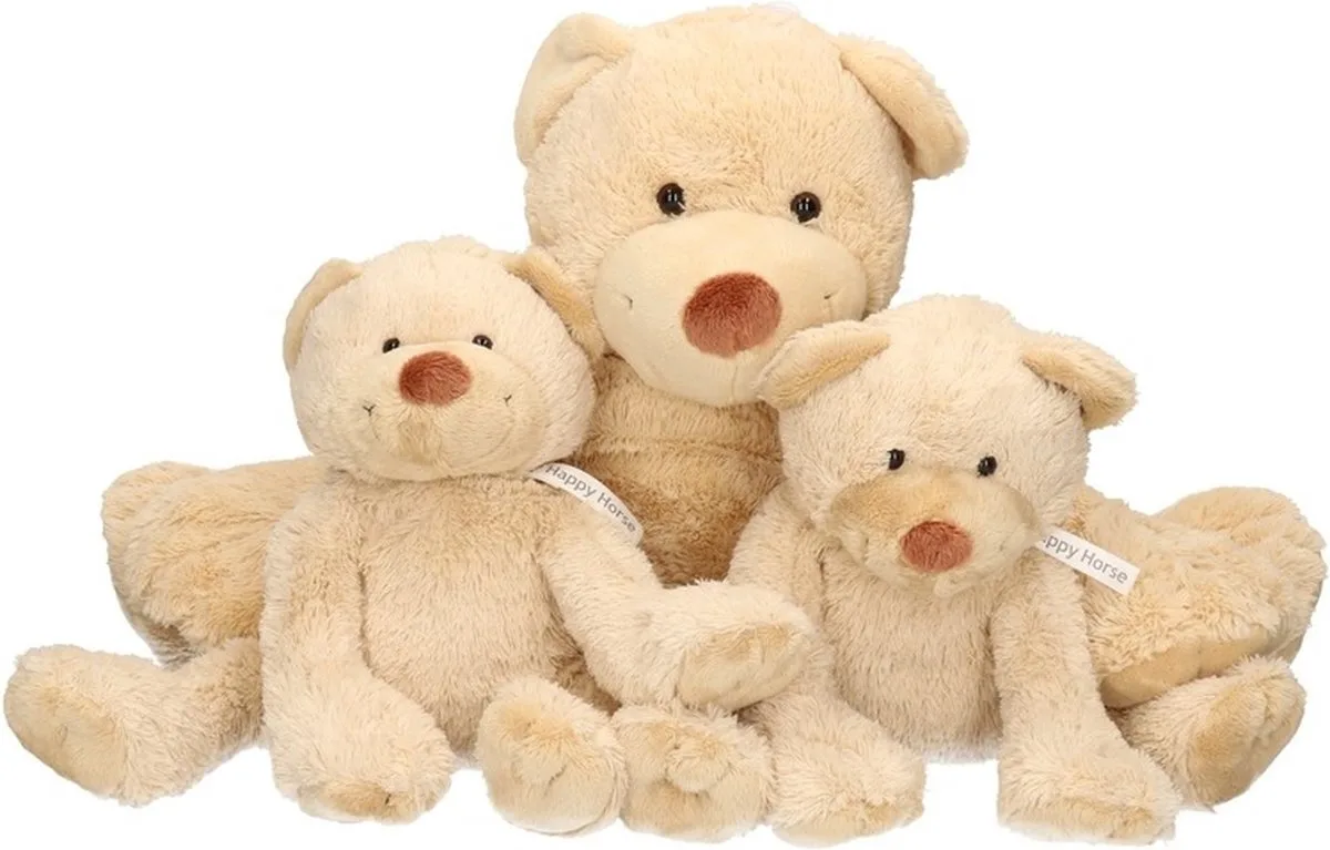 3x Pluche mama en kind Boogy knuffelberen 35 en 24 cm knuffels speelgoed set de Happy Horse en Beige – photo produit