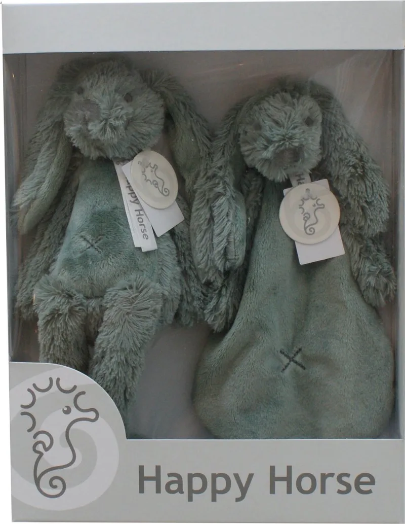 Geschenkverpakking Konijn Richie Groene Knuffel no. 1 - 28 cm / Knuffeldoekje by Happy Horse in Green – product photo