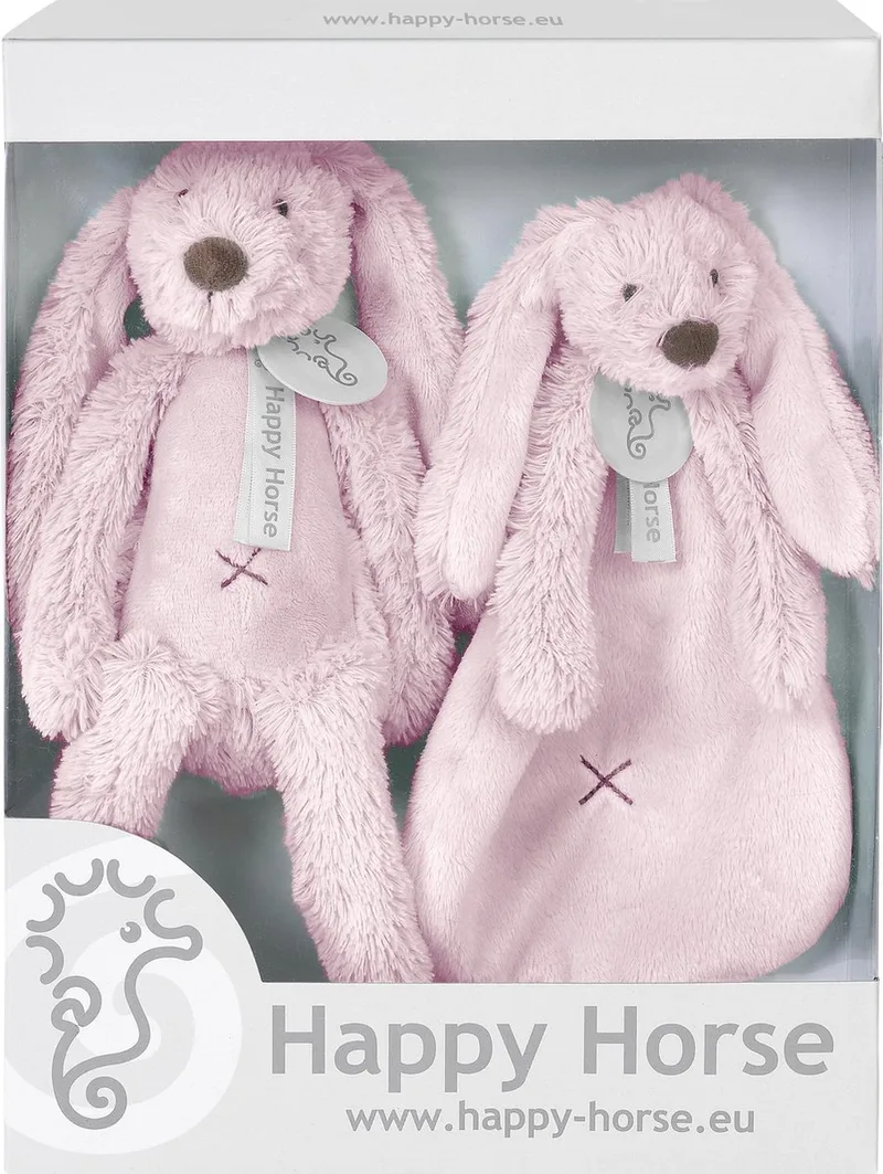 Geschenkverpakking Konijn Richie Knuffel no. 1 - 28 cm / Knuffeldoekje - 33 cm by Happy Horse in Pink – product photo