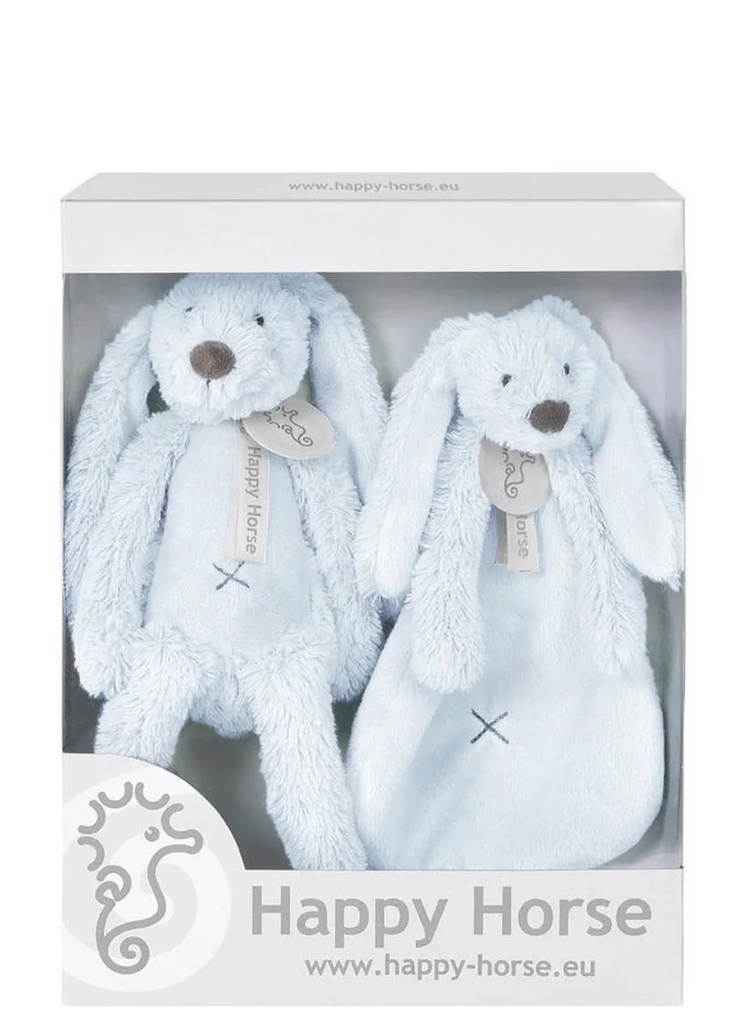 Geschenkverpakking Konijn Richie Knuffel no. 1 - 28 cm / Knuffeldoekje - 33 cm by Happy Horse in Blue – product photo