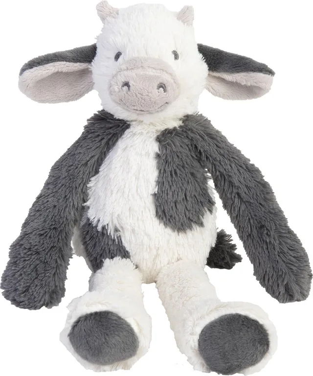 Koe Casper Knuffel 28cm - Wit/Grijs - Baby Knuffel