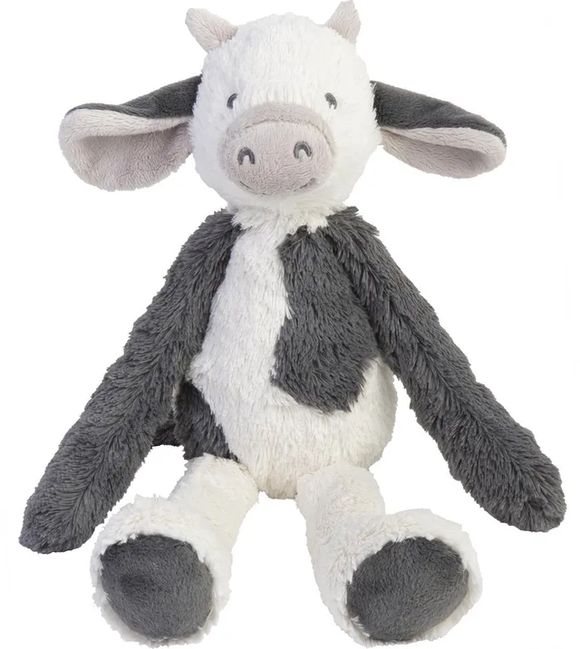 Koe Casper Knuffel 38cm - Wit/Grijs - Baby Knuffel