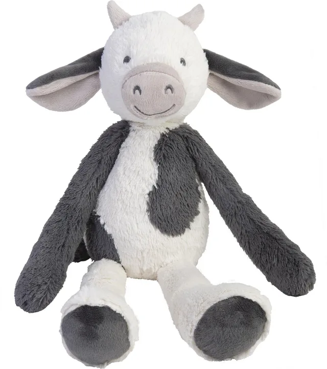 Koe Casper Knuffel 48cm - Wit/Grijs - Baby Knuffel