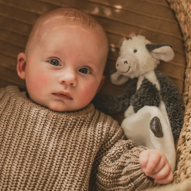 Koe Casper Knuffeldoekje - Wit/Grijs - Baby cadeau van Happy Horse in Wit – productfoto 3 van 3