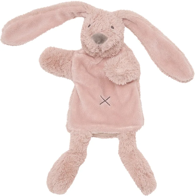 Konijn Richie Handpop Knuffel - Baby cadeau van Happy Horse in Oudroze – productfoto
