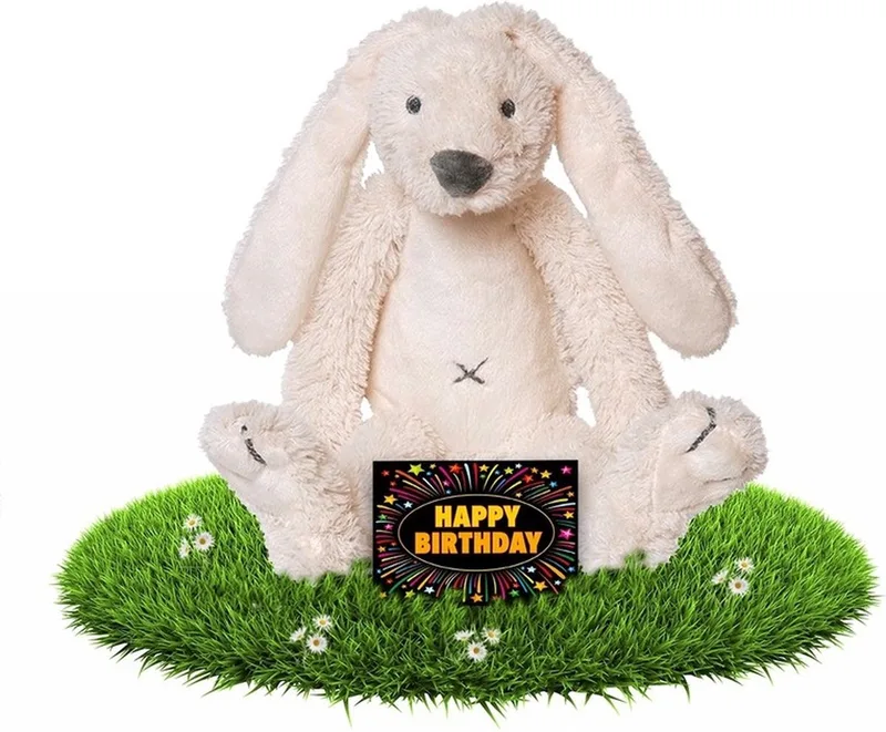 Verjaardag knuffel konijn 28 cm met gratis verjaardagskaart van Happy Horse in Wit – productfoto