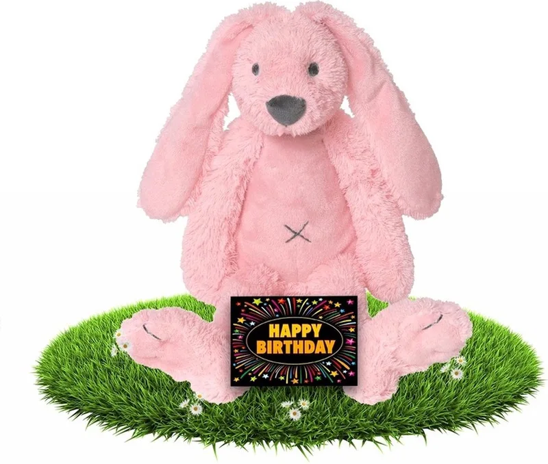 Verjaardag knuffel konijn 28 cm met gratis verjaardagskaart van Happy Horse in Wit – productfoto