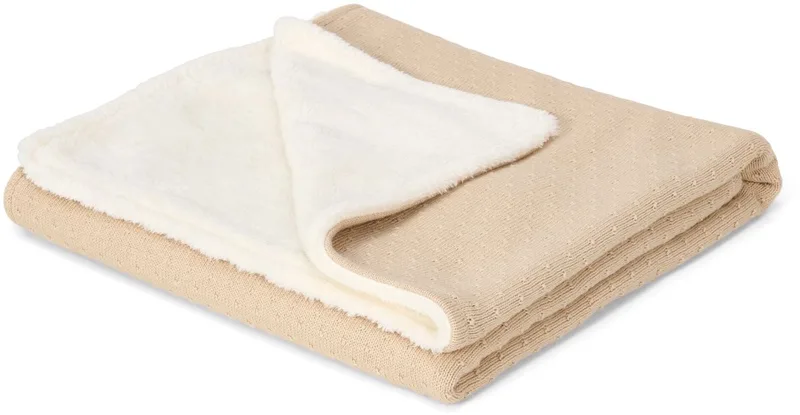 Gebreid wiegdeken - Fleece - Essentials van Little Dutch in Beige – productfoto 1 van 4