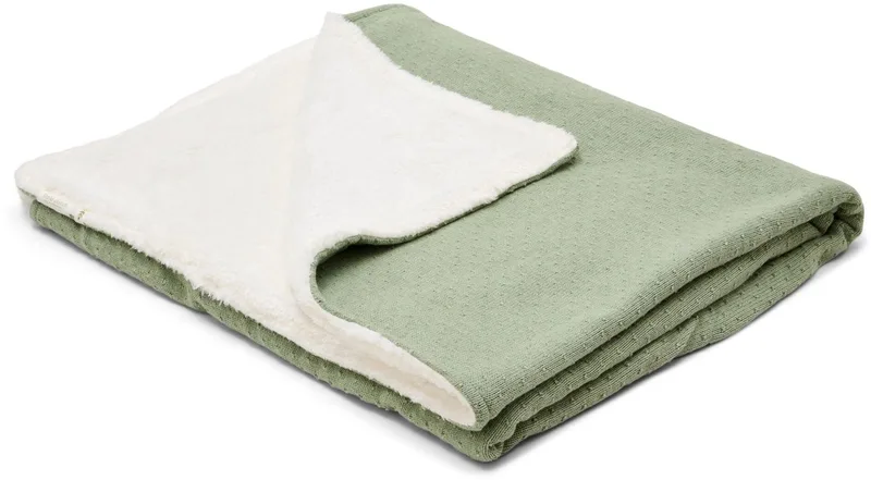 Gebreid wiegdeken - Fleece - Essentials van Little Dutch in Groen – productfoto 1 van 4