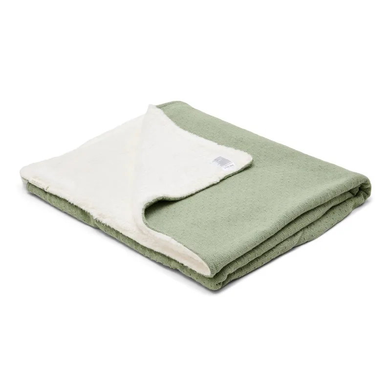 Gebreid wiegdeken - Fleece - Essentials van Little Dutch in Groen – productfoto 2 van 4