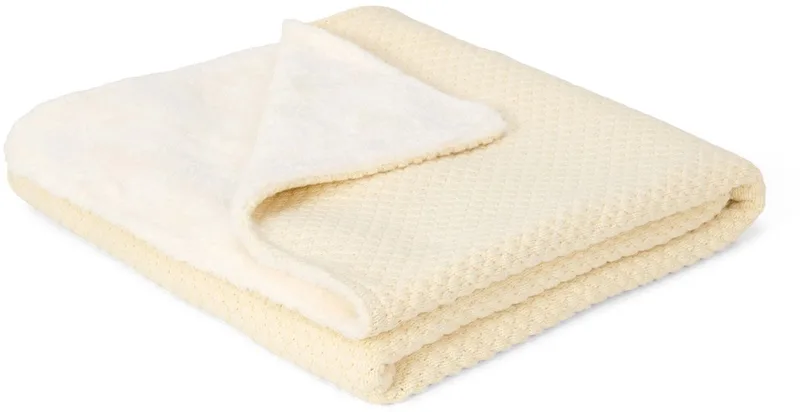 Gebreid wiegdeken - Fleece - Essentials van Little Dutch in Wit – productfoto