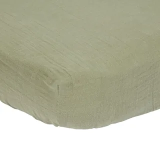 Hoeslaken Ledikant Little Dutch Muslin Olive 60x120 van Little Dutch – productfoto 2 van 2