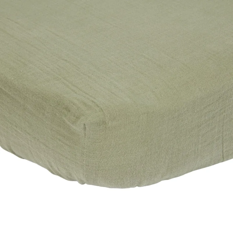 Hoeslaken Ledikant Little Dutch Muslin Olive 60x120 van Little Dutch – productfoto 2 van 2