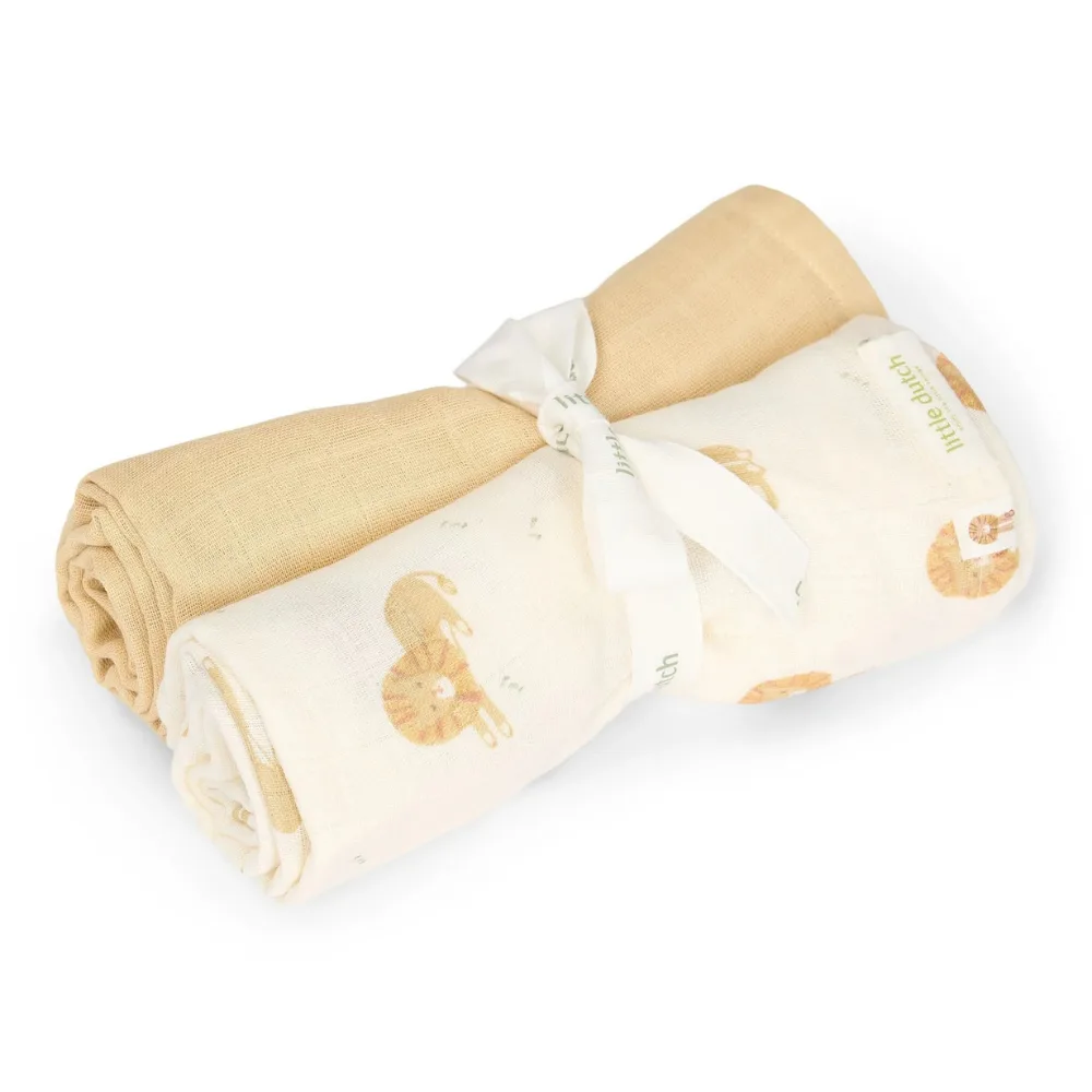 Hydrofiele Doeken Little Dutch Safari Leo Geel 70x70 2 stuks van Little Dutch – productfoto