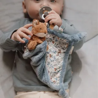 Knuffeldoekje print Vos - Forest Friends van Little Dutch in Blauw – productfoto 3 van 4