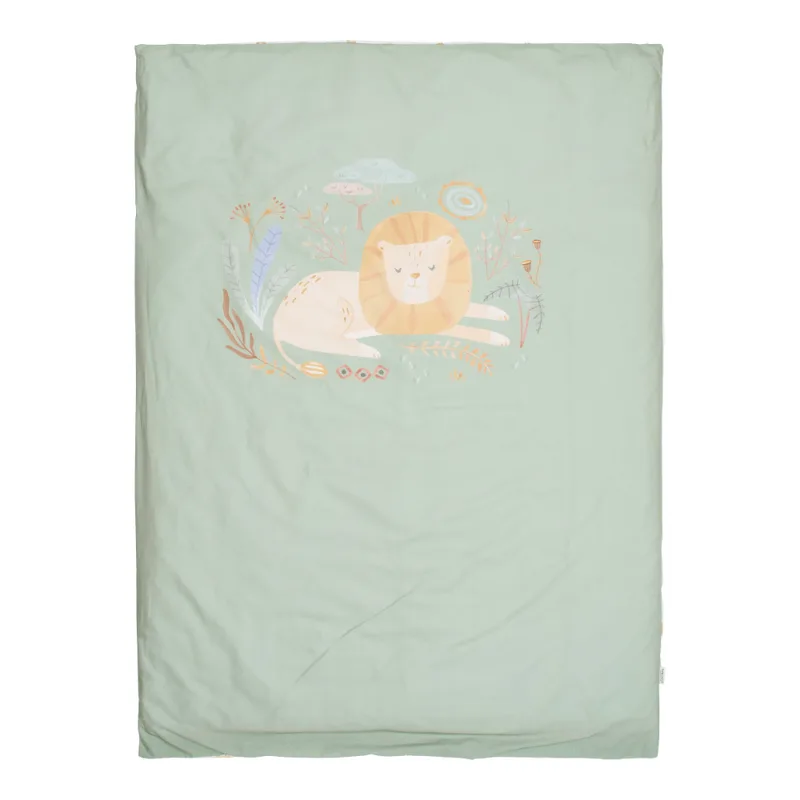 Safari Leo Dekbedovertrek - 140 x 200 cm van Little Dutch in Groen – productfoto 3 van 4