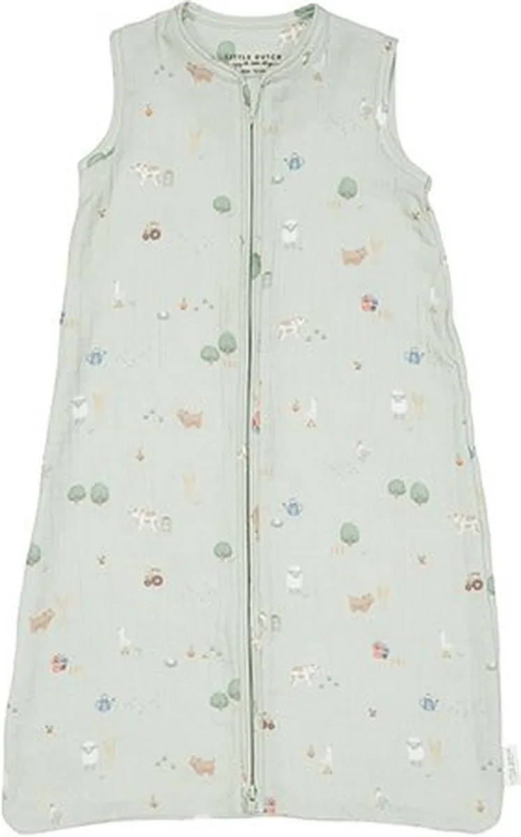 Slaapzak zomer hydrofiel 70 cm - Little Farm van Little Dutch in Groen – productfoto