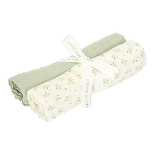 Swaddle Doek Little Dutch Blueberry Leaves & Sage 70x70 2st van Little Dutch – productfoto 1 van 2