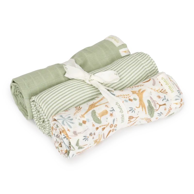 Swaddle Doek Little Dutch Safari Wonders 70x70 3st van Little Dutch – productfoto 1 van 3